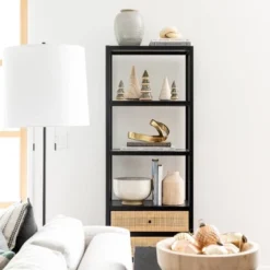 Console Table With Woven Rattan Shelf Black - Threshold™ Designed With Studio McGee -Furniture Sales Store GUEST f71b8141 512b 4383 9135 4f0d694163bd