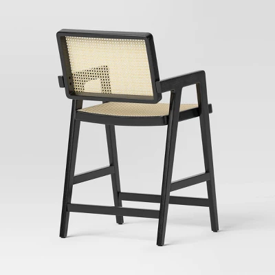 Wood Framed Woven Panel Counter Height Barstool - Threshold™ 3 Wood Framed Woven Panel Counter Height Barstool - Threshold™ - Image 3